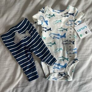 Carter's Blue and White Shark Print Outfit